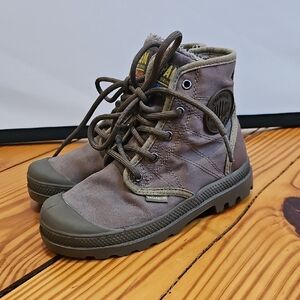 Kid's High-Top Boots in Gray by Palladium, Size 11.5